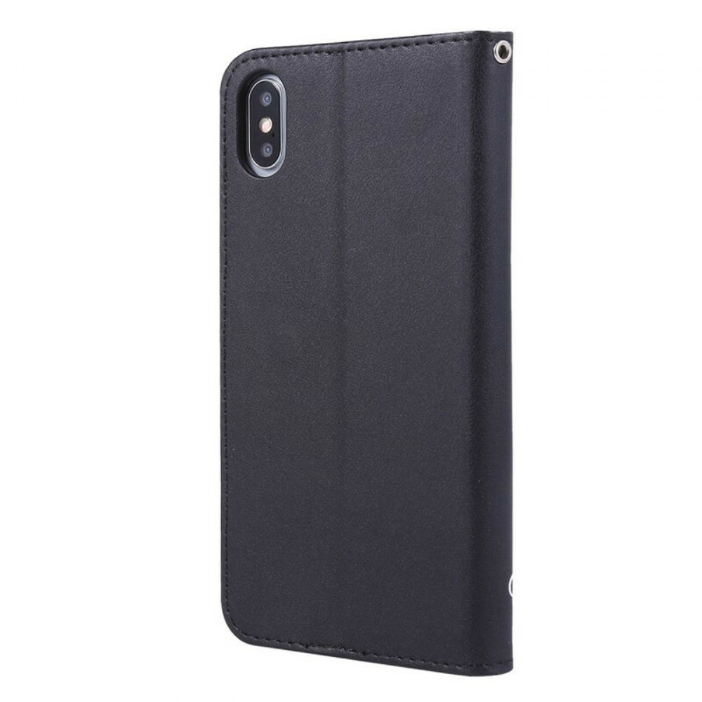 Kožené Pouzdro Na iPhone X / XS Spící Kočka