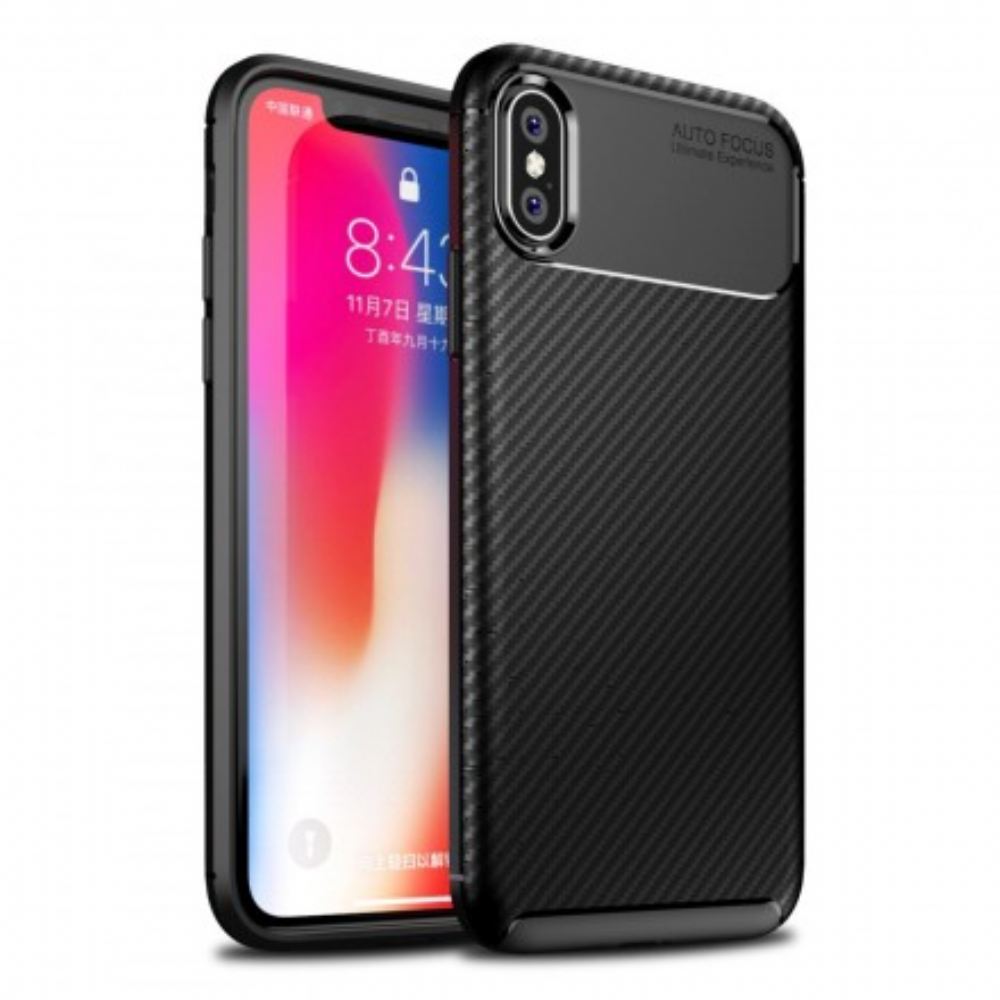 Kryt Na iPhone X / XS Flexibilní Textura Uhlíkových Vláken