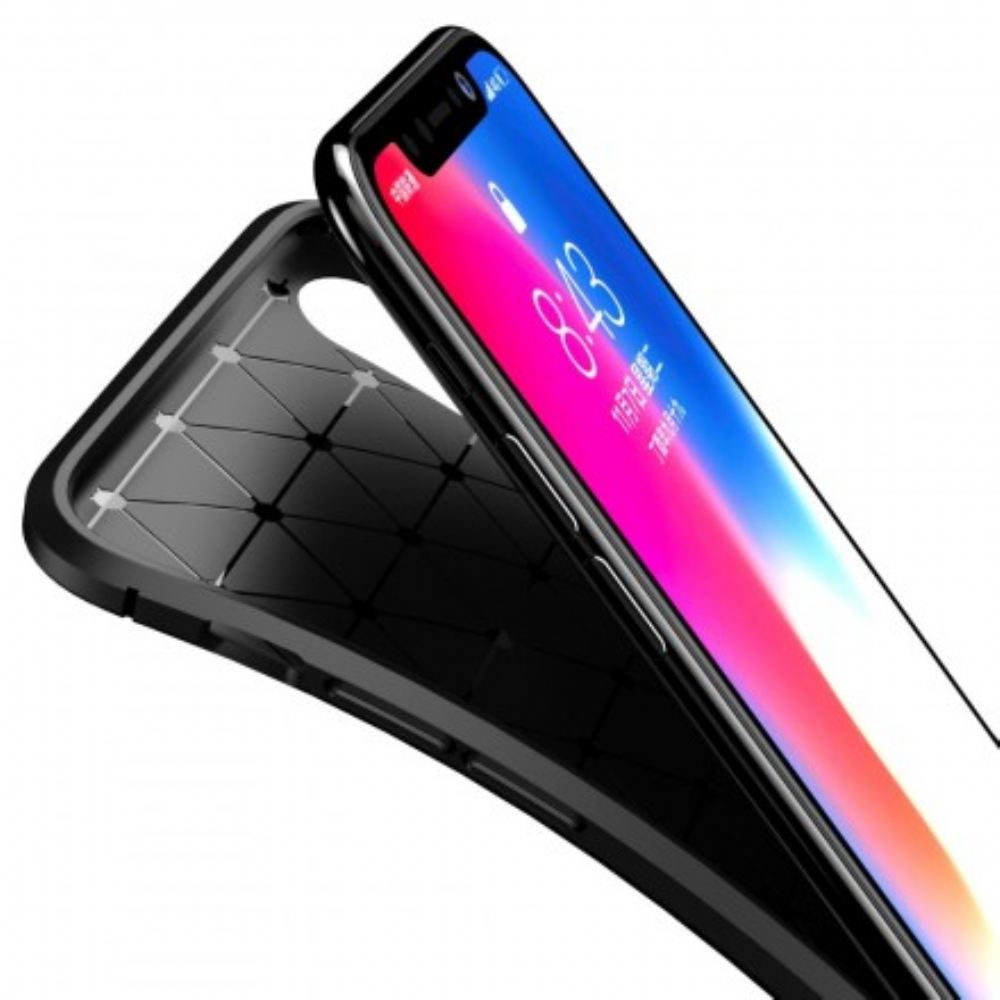 Kryt Na iPhone X / XS Flexibilní Textura Uhlíkových Vláken