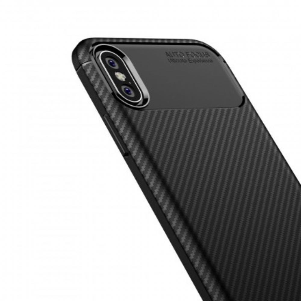 Kryt Na iPhone X / XS Flexibilní Textura Uhlíkových Vláken