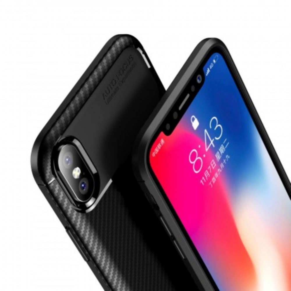 Kryt Na iPhone X / XS Flexibilní Textura Uhlíkových Vláken