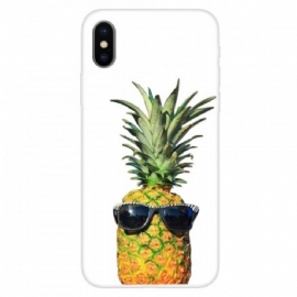 Kryt Na iPhone X / XS Průhledný Ananas S Brýlemi