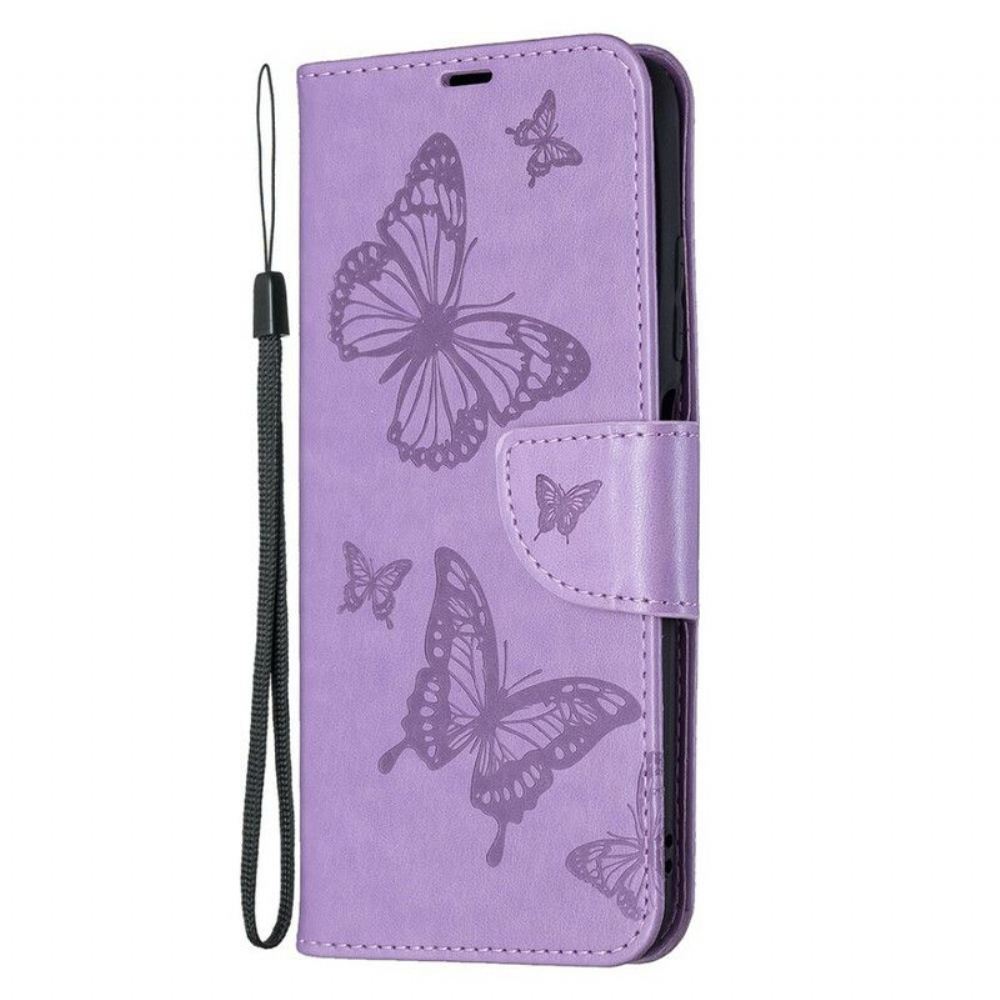 Flipové Pouzdro Na Poco M3 Pro 5G Na Lana Butterflies Printed Strappy