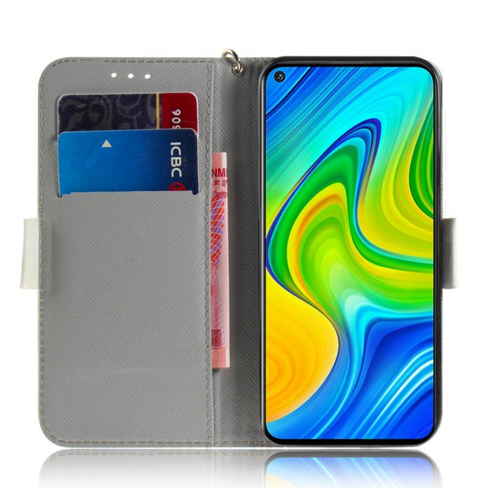 Flipové Pouzdro Na Xiaomi Redmi Note 9 Na Lana Kvetoucí Větev S Popruhem