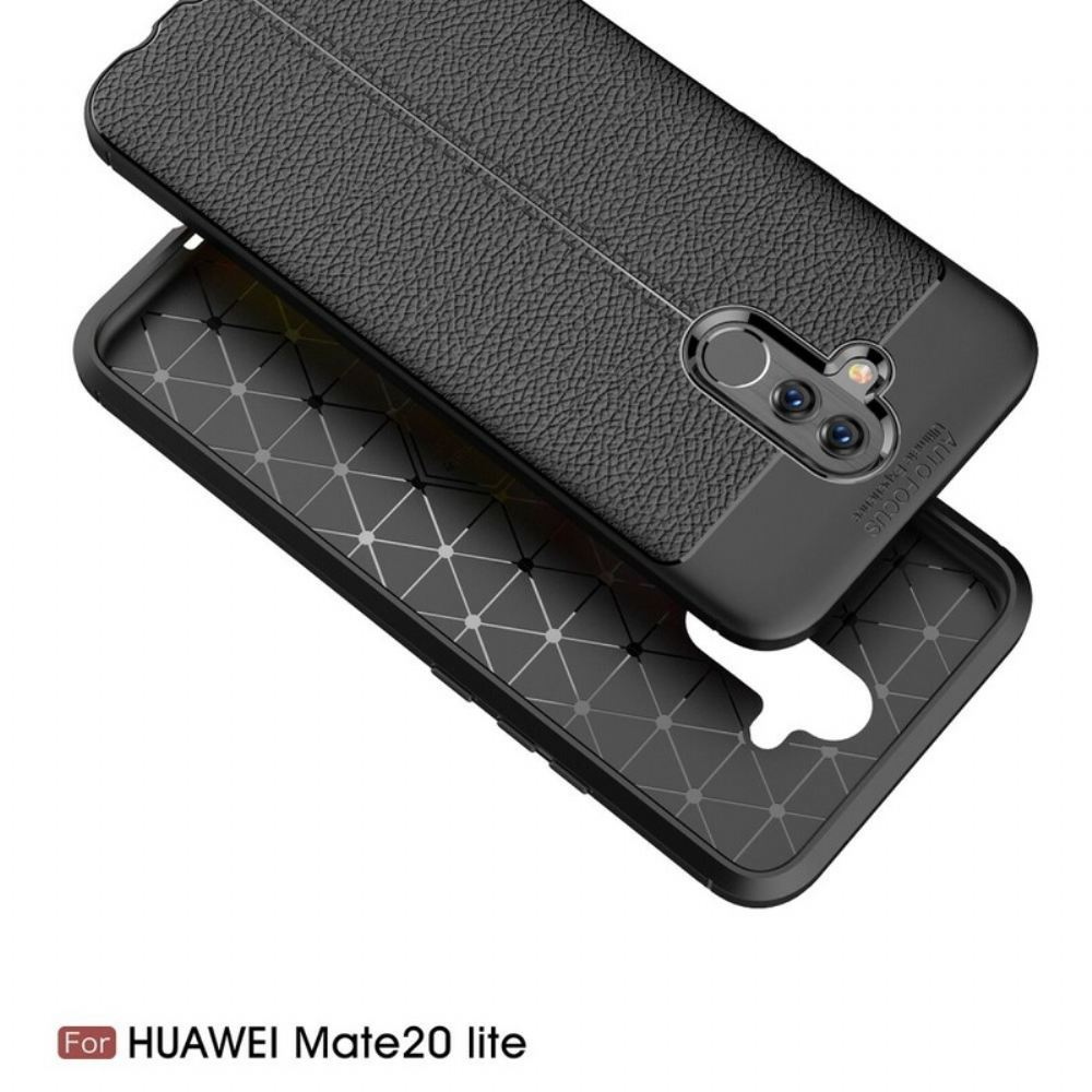 Kryty Na Mobil Na Huawei Mate 20 Lite Litchi Leather Effect Dvojitá Čára