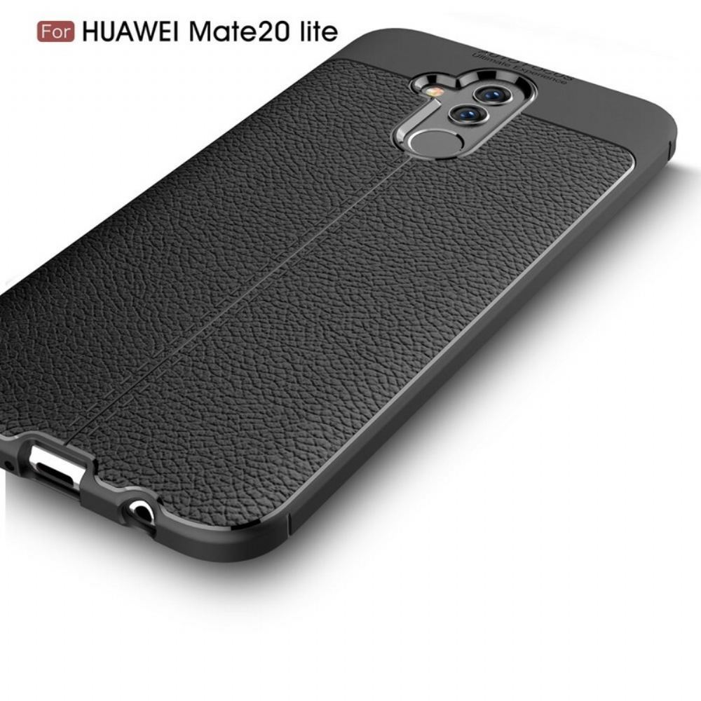 Kryty Na Mobil Na Huawei Mate 20 Lite Litchi Leather Effect Dvojitá Čára