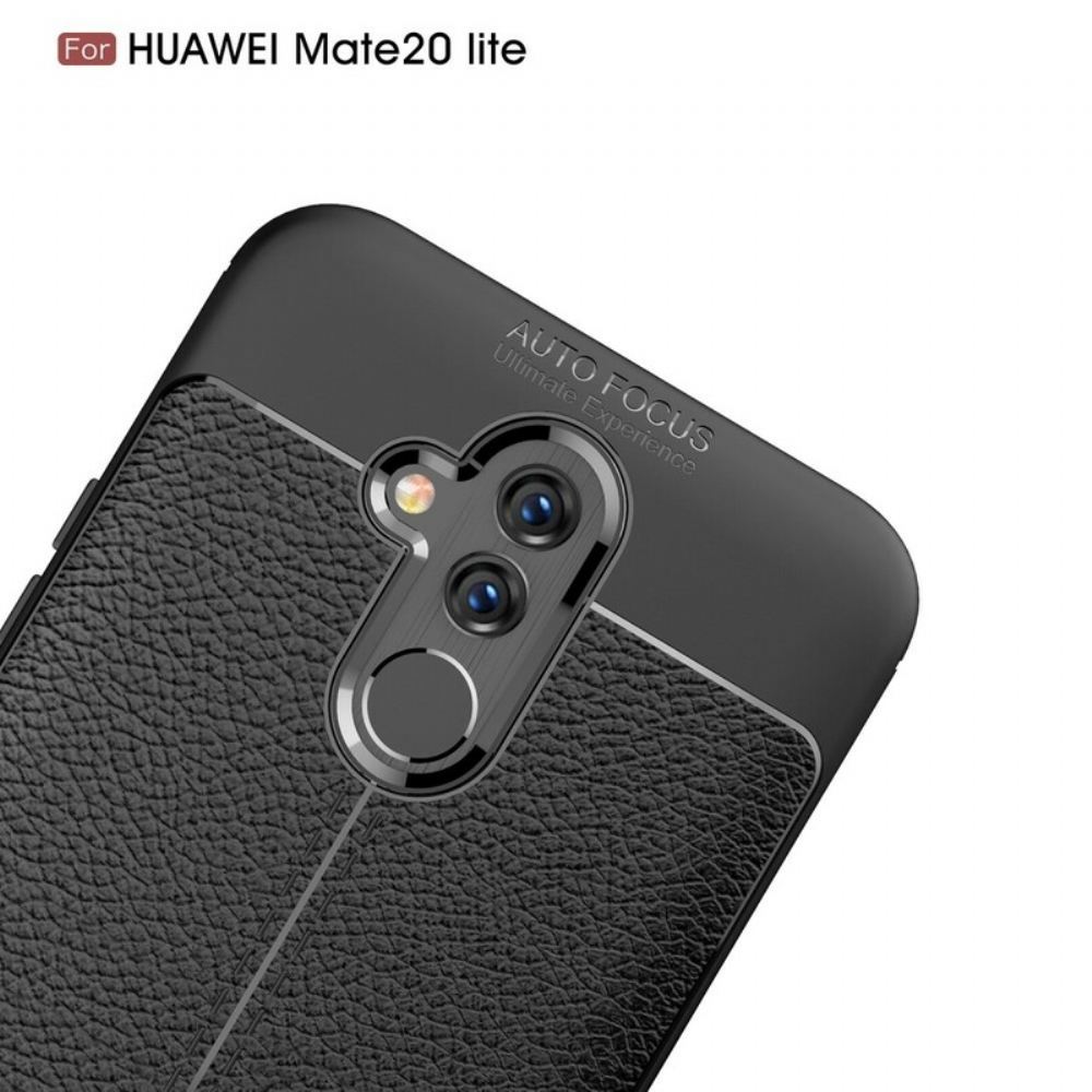 Kryty Na Mobil Na Huawei Mate 20 Lite Litchi Leather Effect Dvojitá Čára