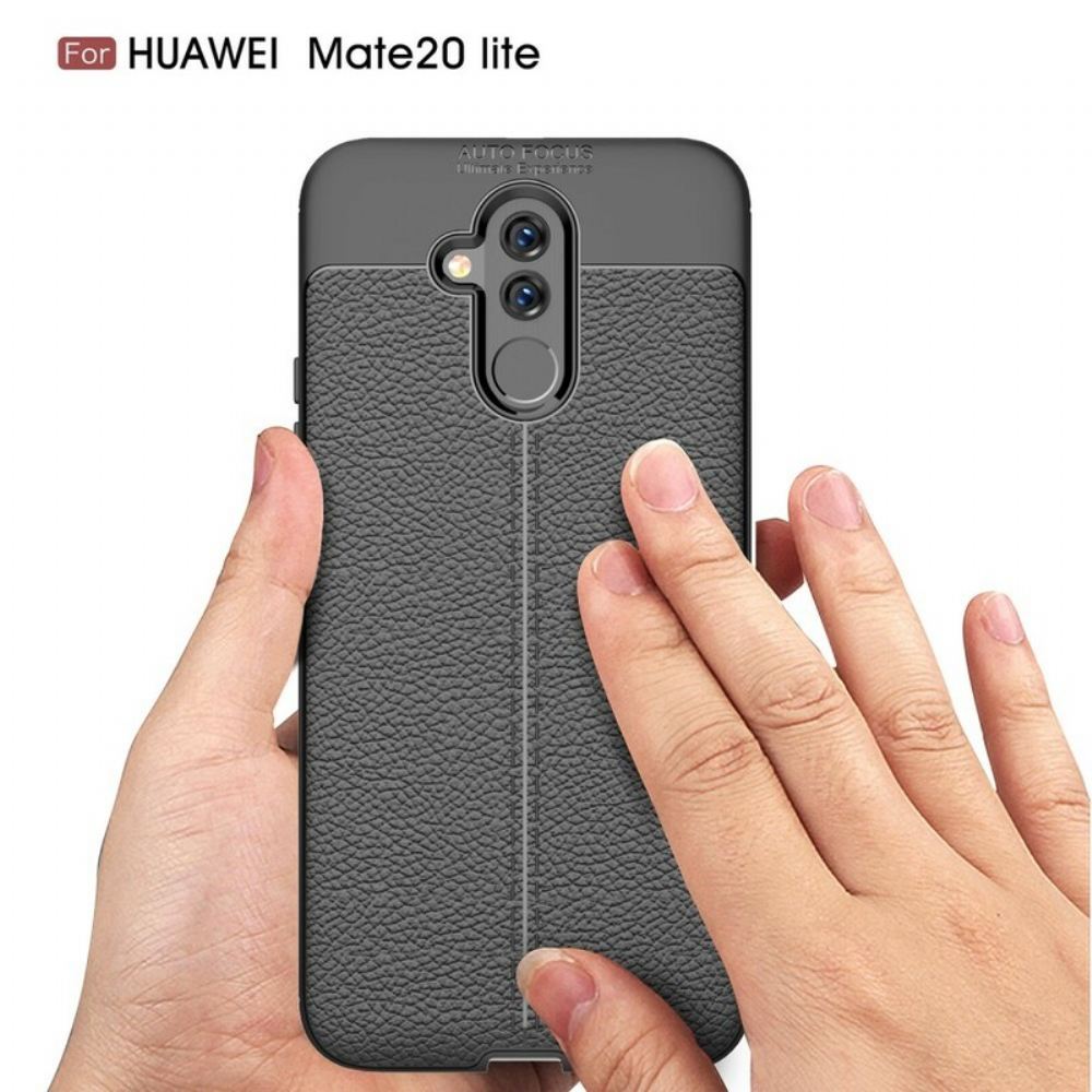 Kryty Na Mobil Na Huawei Mate 20 Lite Litchi Leather Effect Dvojitá Čára