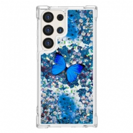 Kryt Samsung Galaxy S24 Ultra 5g Blue Butterfly Glitter