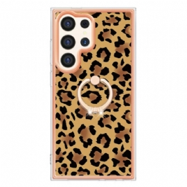 Kryt Samsung Galaxy S24 Ultra 5g S Držákem Prstenu Leopard Print