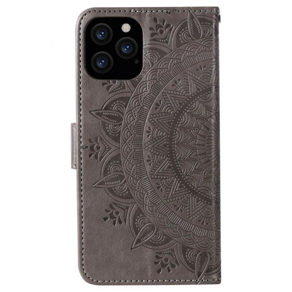 Flipové Pouzdro Na iPhone 12 Pro Max Sluneční Mandala