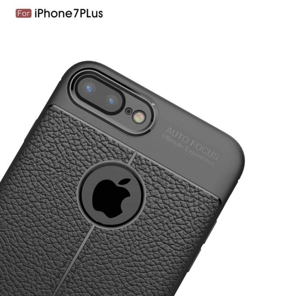 Kryt Na iPhone 8 Plus / 7 Plus Dvojitá Linie Litchi Kožený Efekt