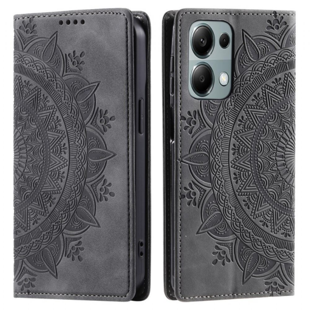 Kožené Pouzdro Folio Xiaomi Redmi Note 13 Pro 4g Mandala Suede Effect