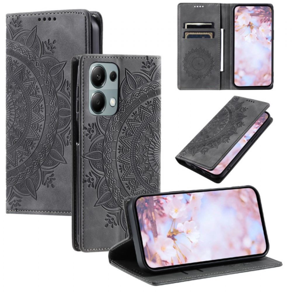 Kožené Pouzdro Folio Xiaomi Redmi Note 13 Pro 4g Mandala Suede Effect