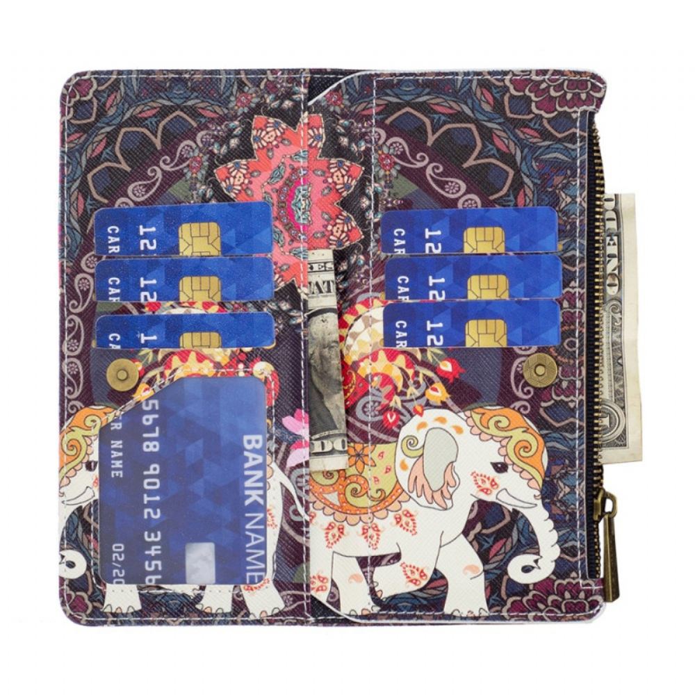 Kožený Kryt Xiaomi Redmi Note 13 Pro 4g Peněženka Tribal Elephant S Popruhem