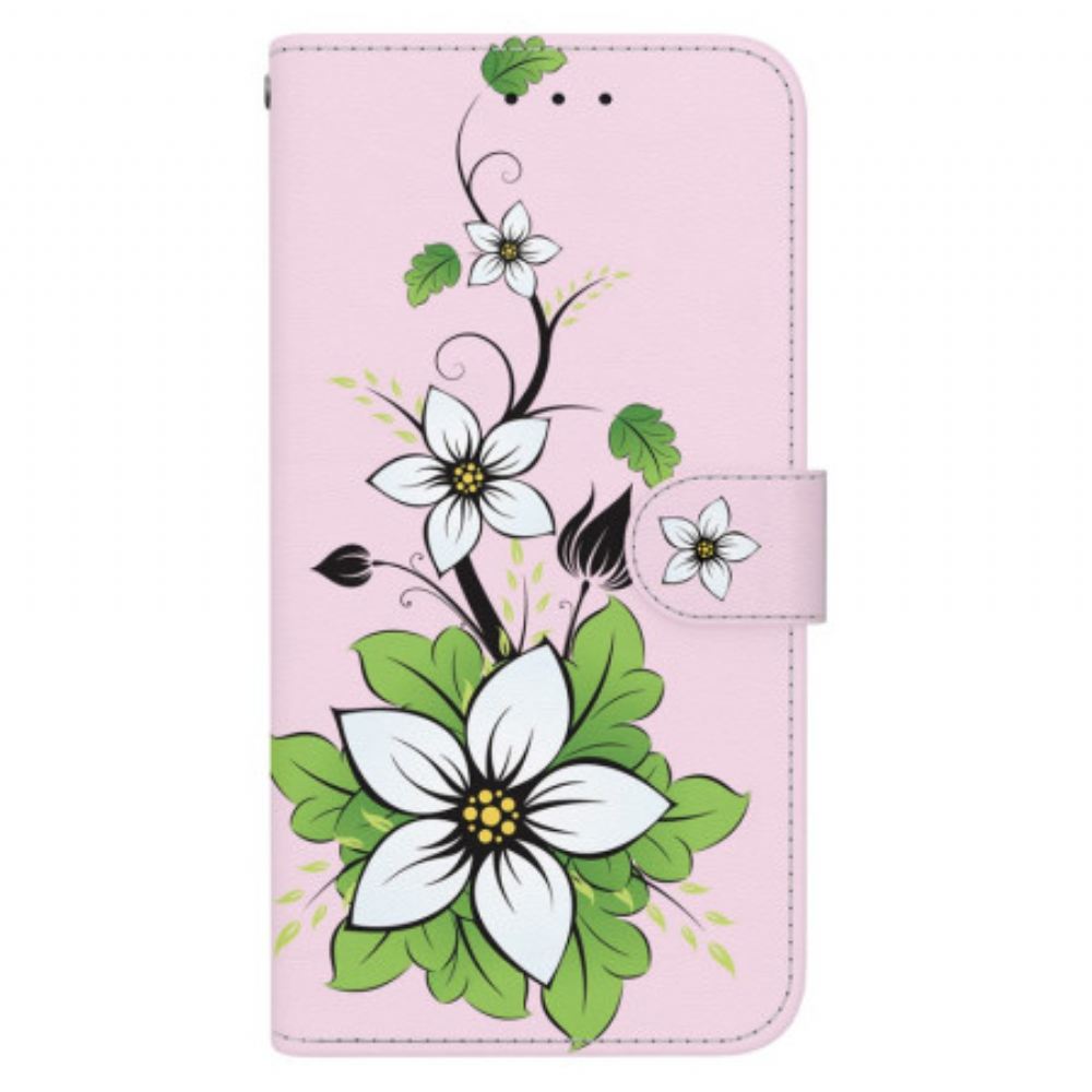 Kožený Kryt Oppo Reno 11 5g Lily Print S Popruhem