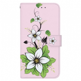 Kožený Kryt Oppo Reno 11 5g Lily Print S Popruhem