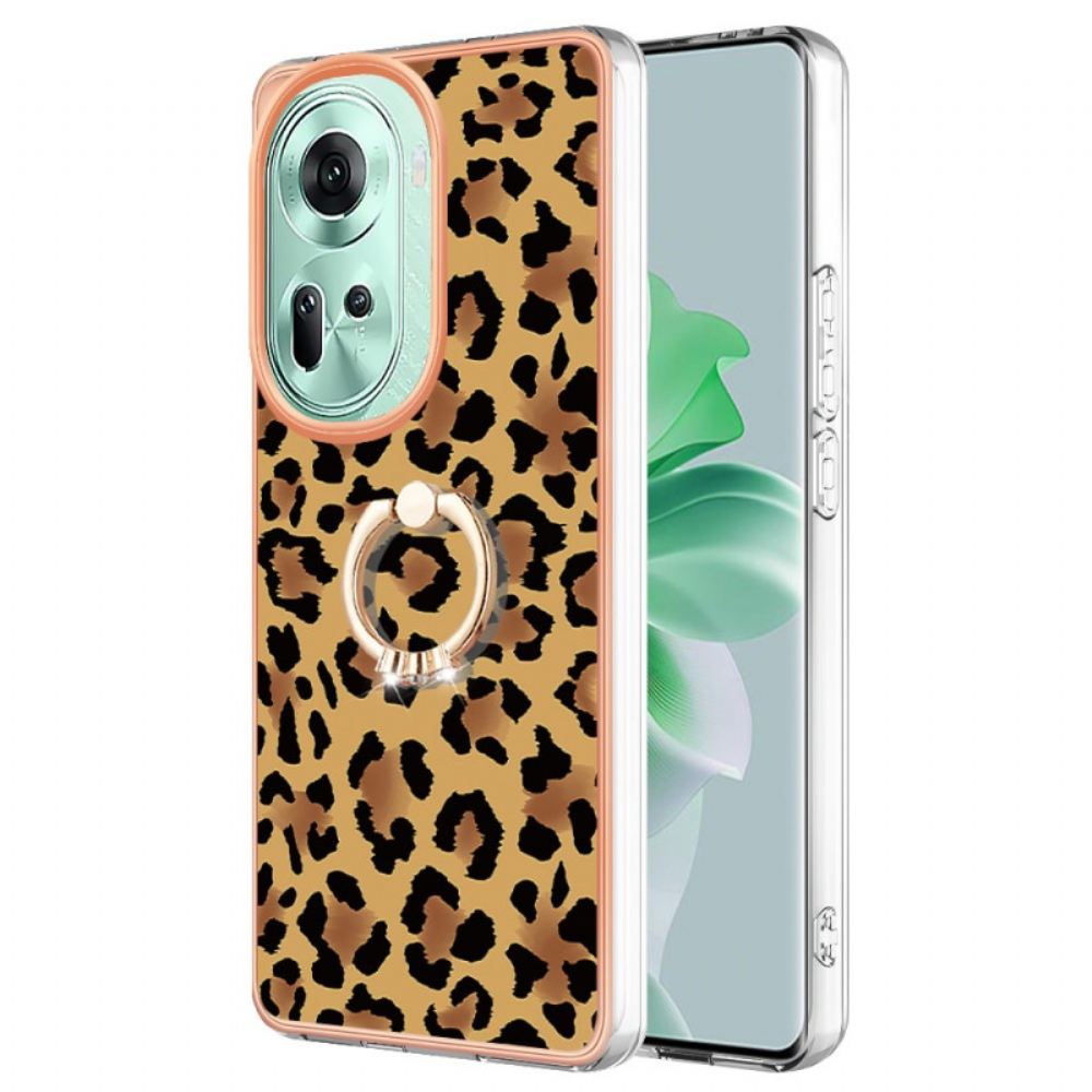 Kryt Oppo Reno 11 5g Kryty Na Mobil Držák Prstenu S Leopardím Vzorem