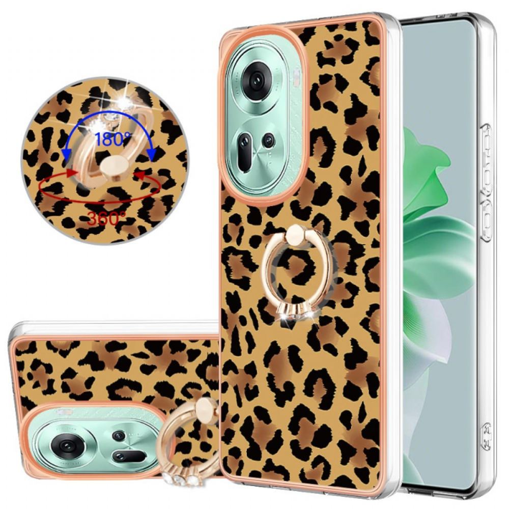 Kryt Oppo Reno 11 5g Kryty Na Mobil Držák Prstenu S Leopardím Vzorem