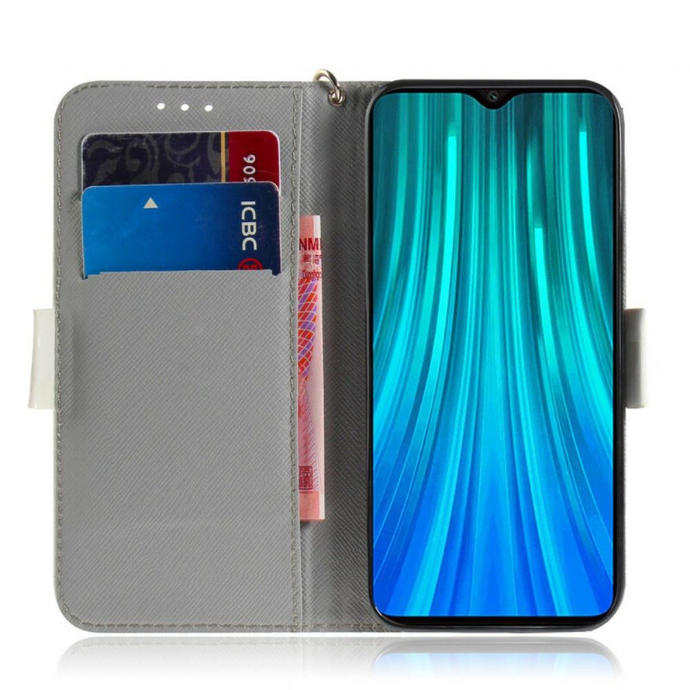 Kožené Pouzdro Na Xiaomi Redmi Note 8 Pro Na Lana Kvetoucí Větev S Popruhem