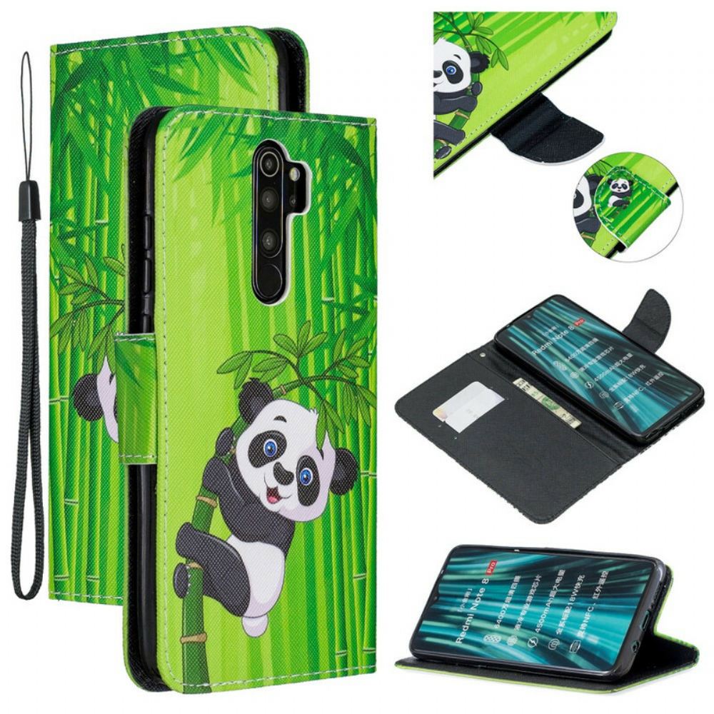 Kožené Pouzdro Na Xiaomi Redmi Note 8 Pro Panda A Bambus