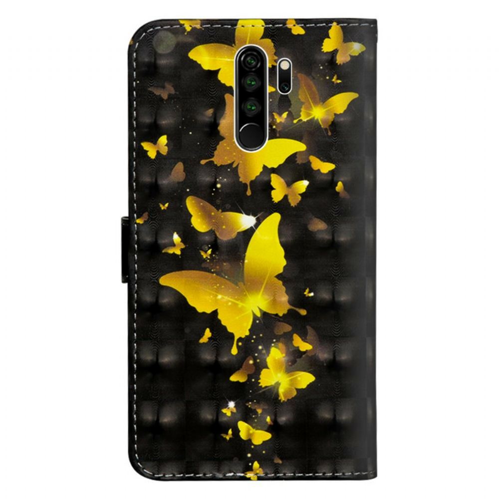 Kožené Pouzdro Na Xiaomi Redmi Note 8 Pro Žlutí Motýli