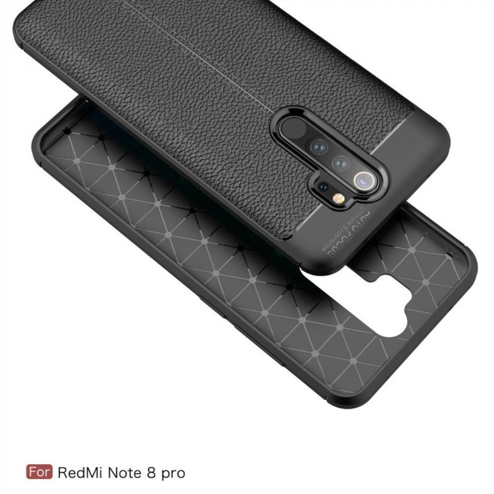 Kryt Na Xiaomi Redmi Note 8 Pro Dvouřadý Kožený Efekt Litchi