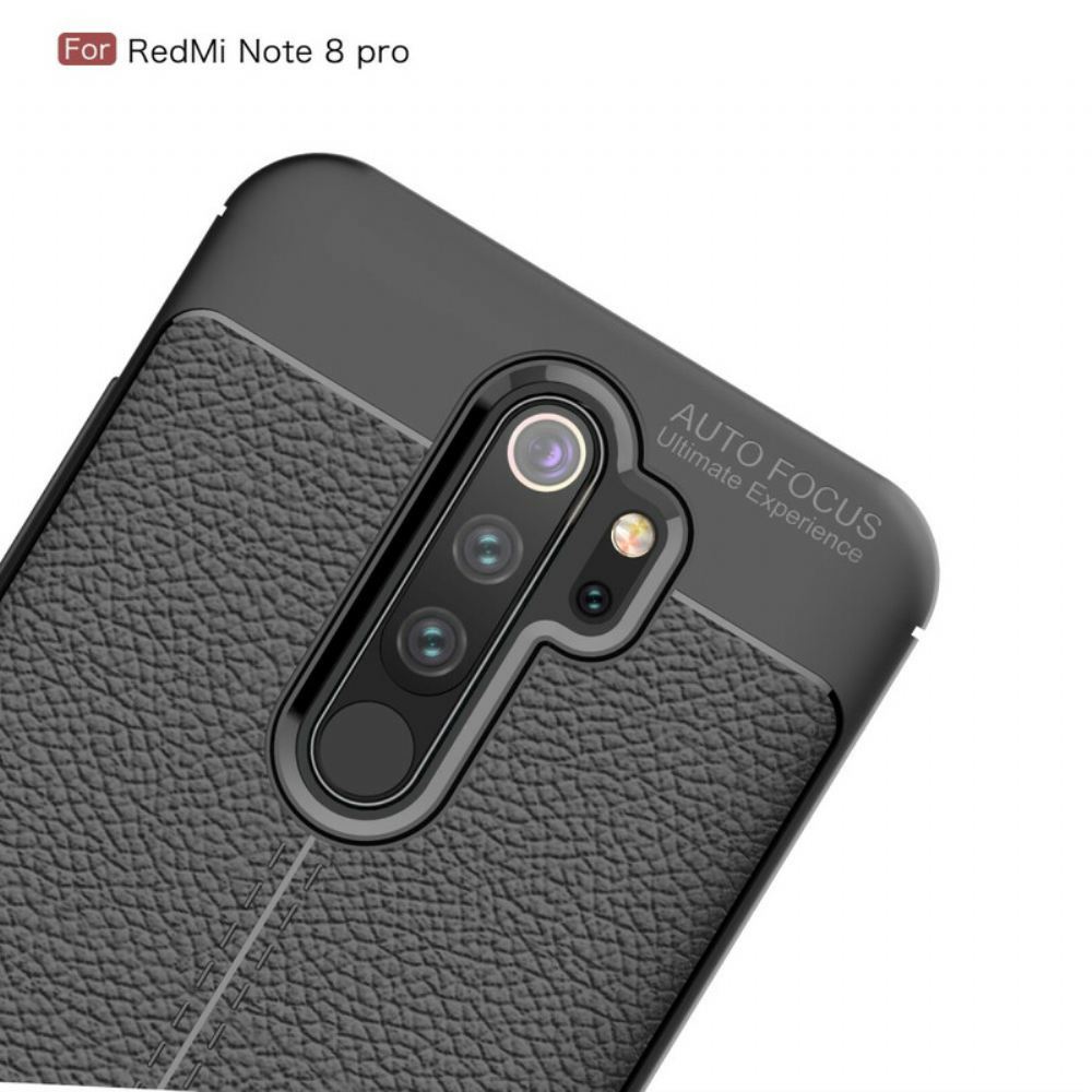 Kryt Na Xiaomi Redmi Note 8 Pro Dvouřadý Kožený Efekt Litchi