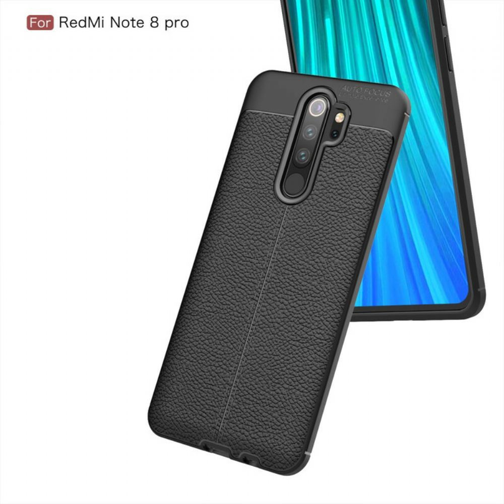 Kryt Na Xiaomi Redmi Note 8 Pro Dvouřadý Kožený Efekt Litchi