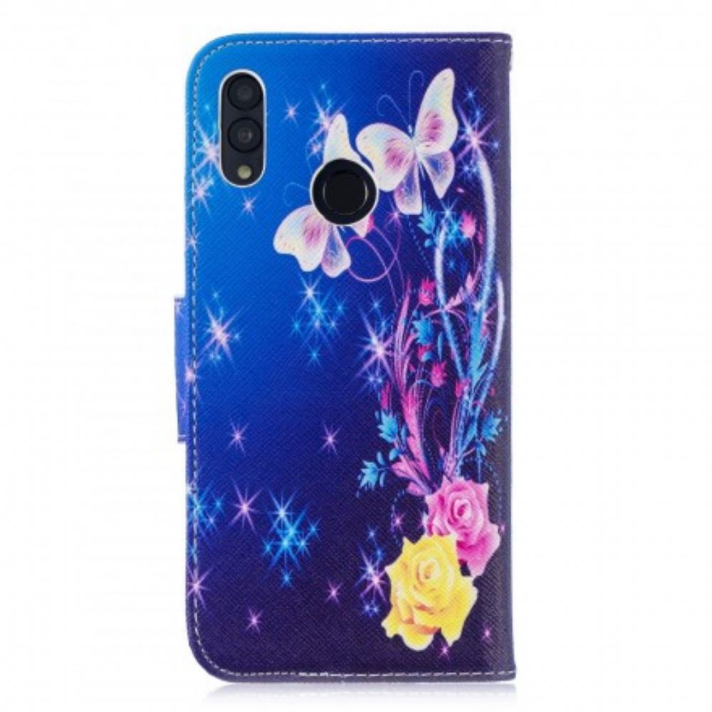 Kožené Pouzdro Na Huawei P Smart 2019 / Honor 10 Lite Motýli V Noci