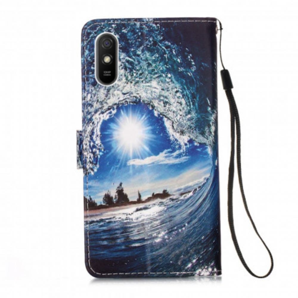 Flipové Pouzdro Na Xiaomi Redmi 9A Na Lana Krajina S Lanyardem