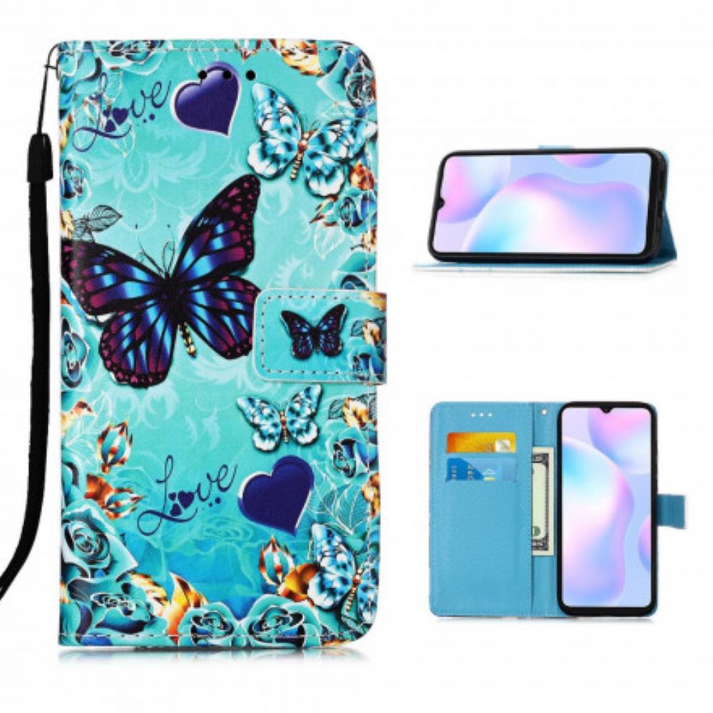 Flipové Pouzdro Na Xiaomi Redmi 9A Na Lana Love Butterflies Strappy