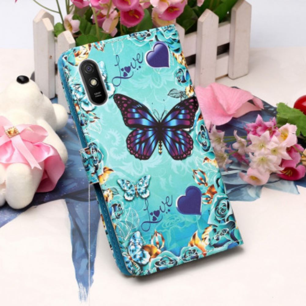 Flipové Pouzdro Na Xiaomi Redmi 9A Na Lana Love Butterflies Strappy