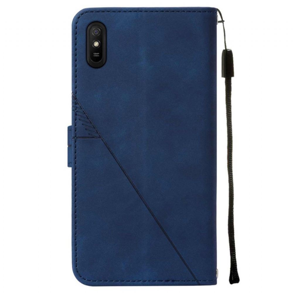 Flipové Pouzdro Na Xiaomi Redmi 9A Pyramidový Kožený Efekt