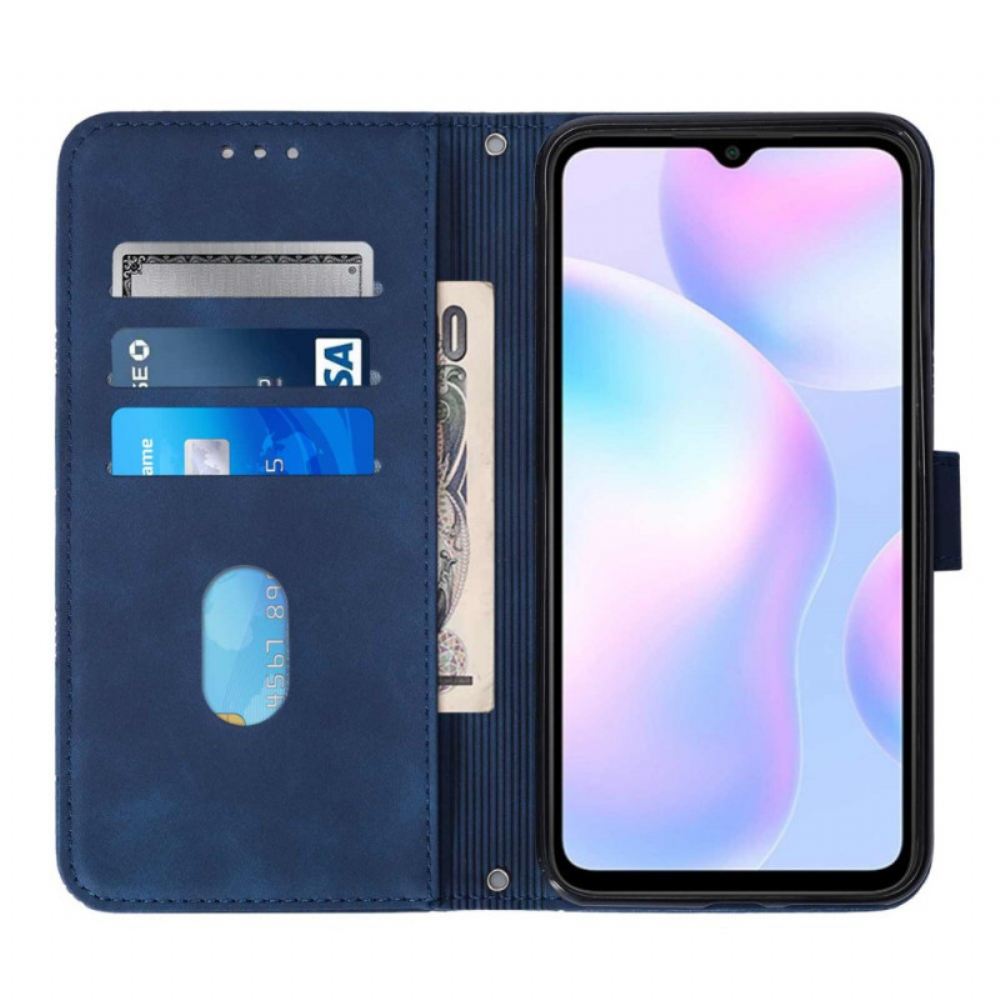 Flipové Pouzdro Na Xiaomi Redmi 9A Pyramidový Kožený Efekt