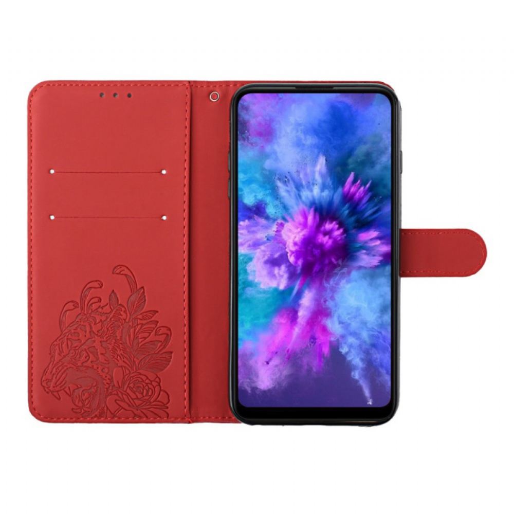 Flipové Pouzdro Na Xiaomi Redmi Note 10 Pro Na Lana Barokní Tygr S Popruhem