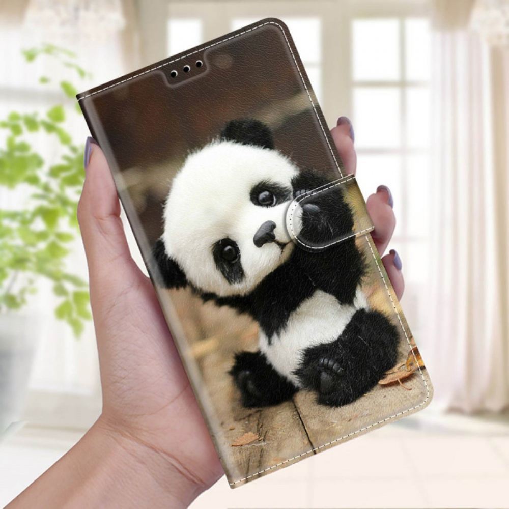 Flipové Pouzdro Na Xiaomi Redmi Note 10 Pro Na Lana Malá Panda S Popruhem