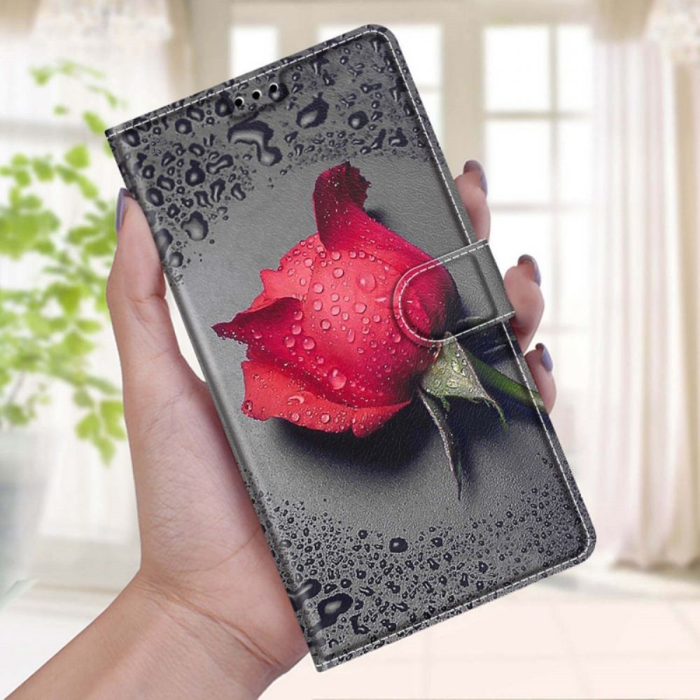 Flipové Pouzdro Na Xiaomi Redmi Note 10 Pro Růže S Popruhem