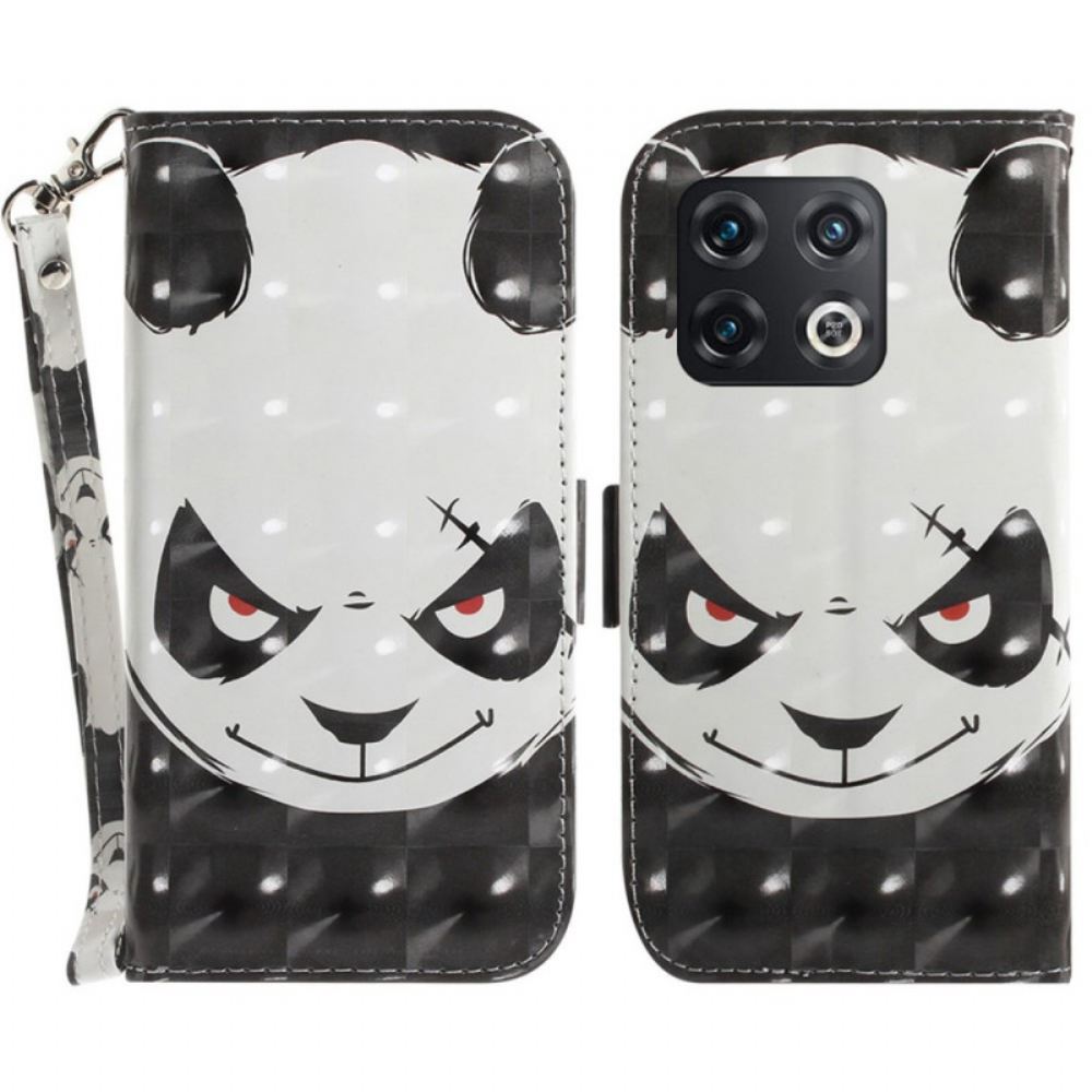 Flipové Pouzdro Na OnePlus 10 Pro 5G Na Lana Rozzlobená Panda S Popruhem