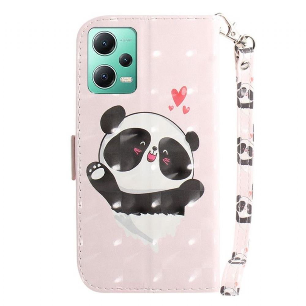 Flipové Pouzdro Na Poco X5 5G Na Lana Panda Love With Lanyard