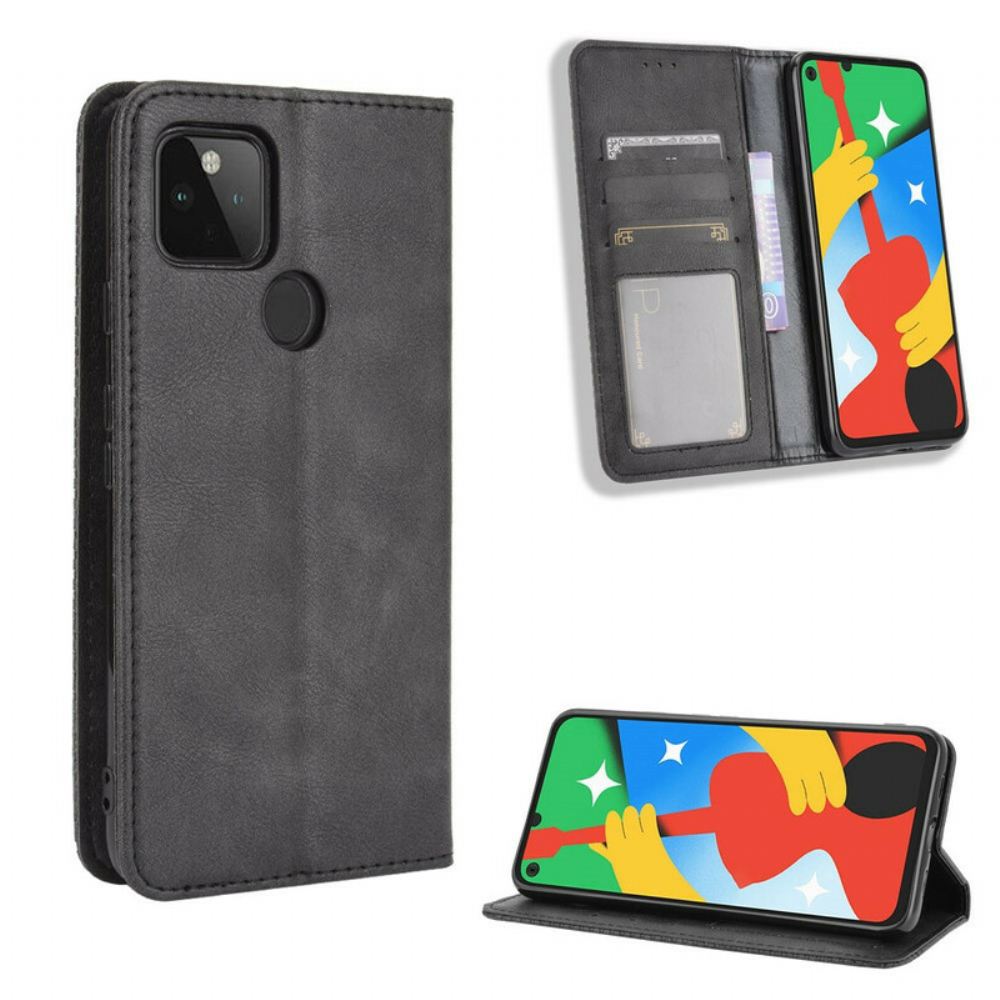 Kryty Na Mobil Na Google Pixel 4A 5G Flipové Pouzdro Stylizovaný Vintage Kožený Efekt