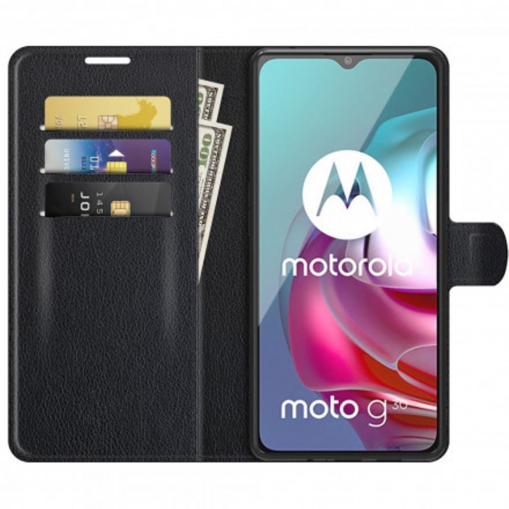 Flipové Pouzdro Na Moto G10 / G30 Klasický Efekt Liči