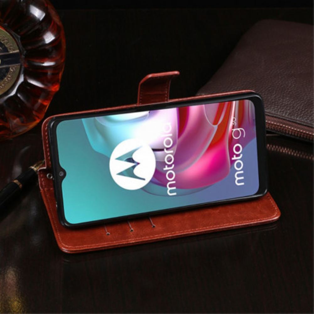 Kožené Pouzdro Na Moto G10 / G30 Imitace Kůže Idewei