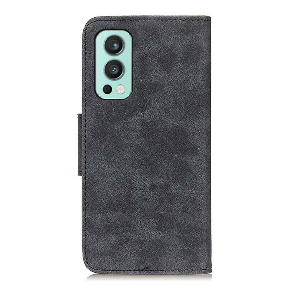 Flipové Pouzdro Na OnePlus Nord 2 5G Kožené Pouzdro Vintage Oboustranná Magnetická Klapka