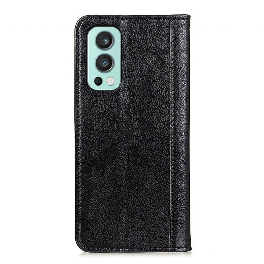 Kryty Na Mobil Na OnePlus Nord 2 5G Flipové Pouzdro Verze Litchi Split Leather