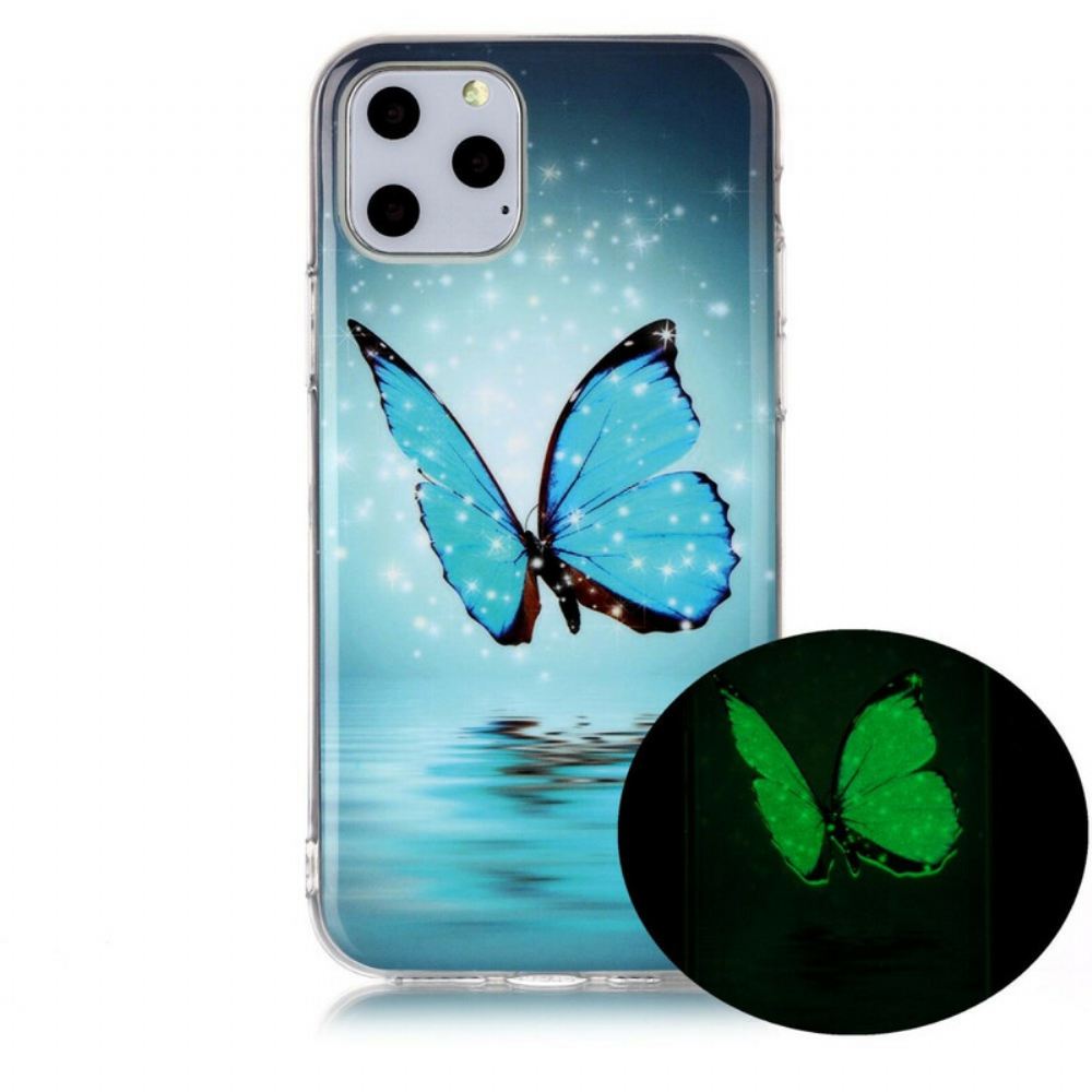 Kryt Na iPhone 11 Pro Fluorescenční Modrý Motýl