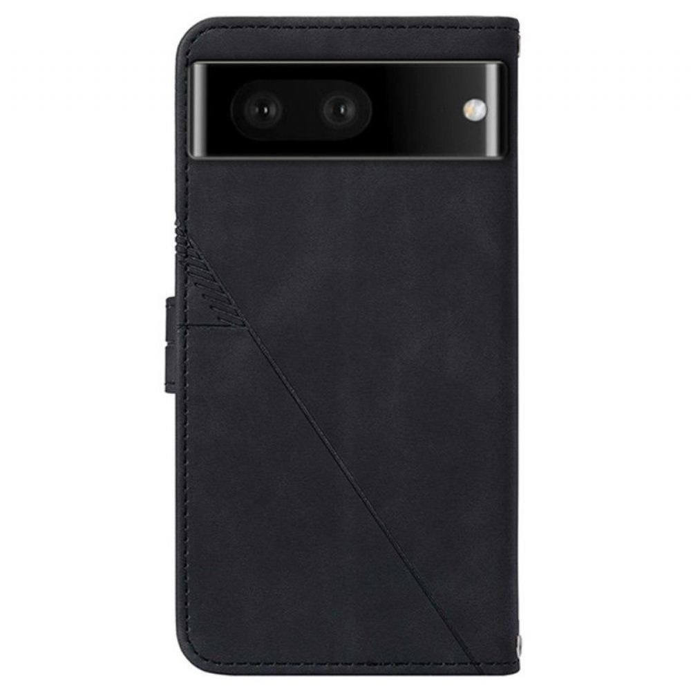 Kožené Pouzdro Na Google Pixel 7 Pro Trojúhelníky S Ramenním Popruhem