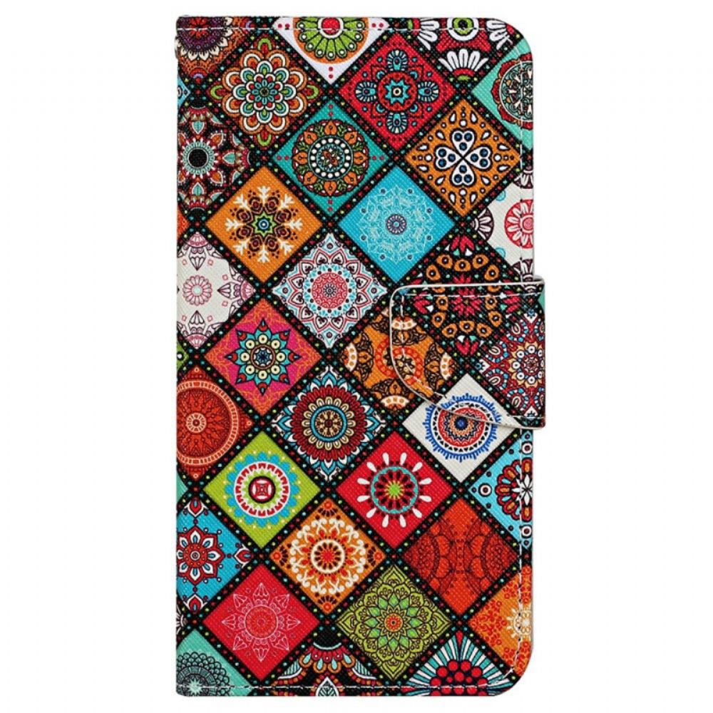 Flipové Pouzdro Na Samsung Galaxy A13 Patchwork S Popruhem