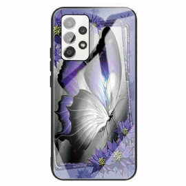 Kryt Na Samsung Galaxy A13 Fialové Tvrzené Sklo Butterfly