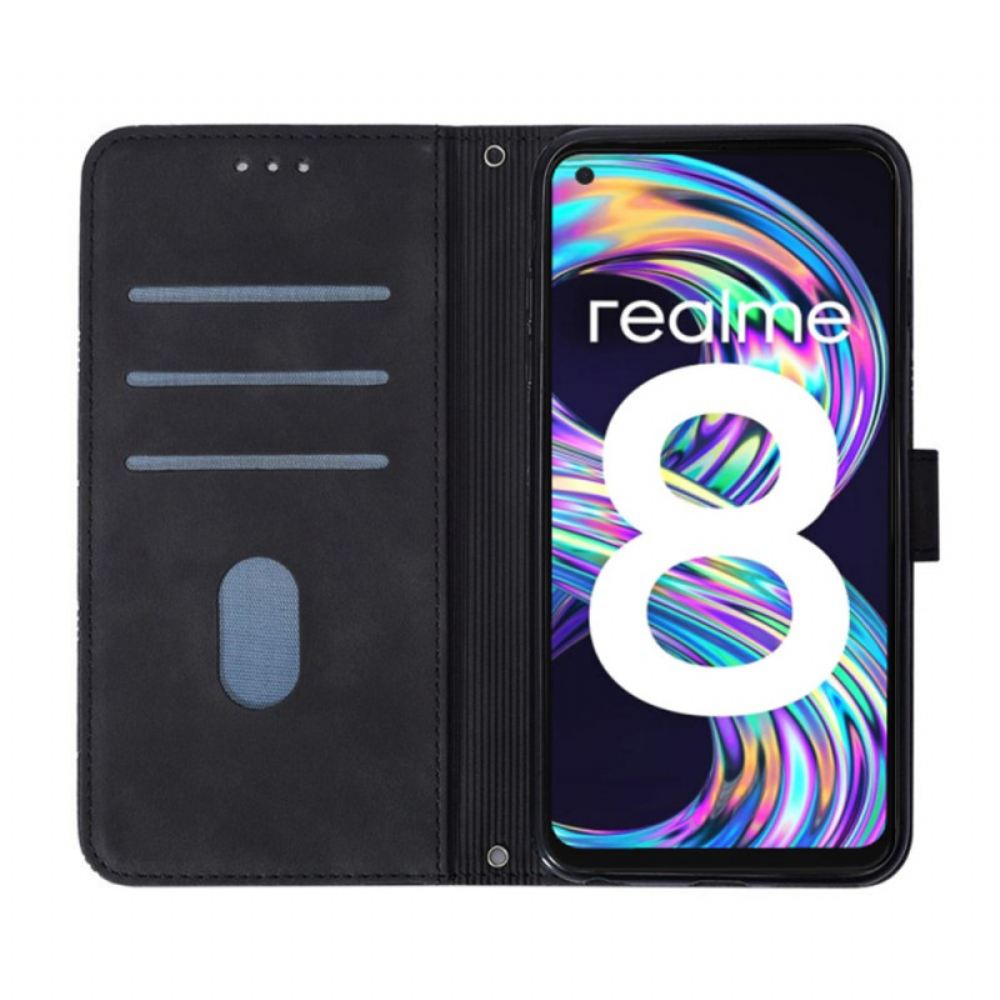 Kožené Pouzdro Na Realme 8 5G Kožený Efekt S Ramenním Popruhem